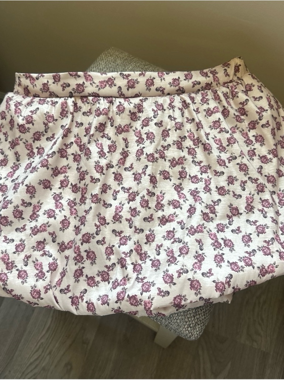 Altar'd State Cream Skirt with Dusty Rose Floral Waistband